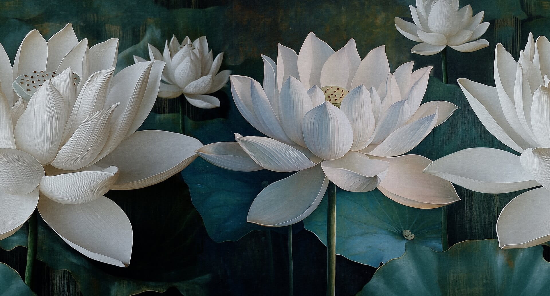 Fototapeta duże kwiaty lotosu Rebel Walls R21516 White Lotus Day Hot Pops