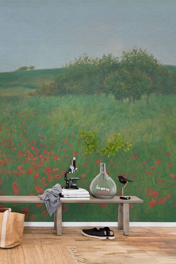 Fototapeta malarskie pola maków Rebel Walls R21537 Poppy Landscape Summer Hot Pops