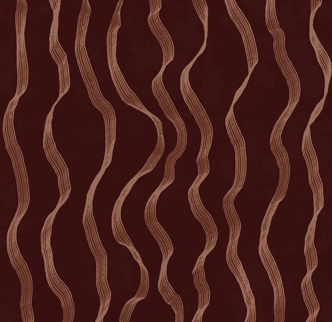 Fototapeta falujące prążki Rebel Walls R21623 Ribbon Stripe Burgundy Hot Pops