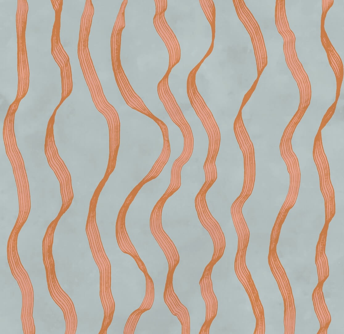 Fototapeta falujące prążki Rebel Walls R21624 Ribbon Stripe Blue Hot Pops