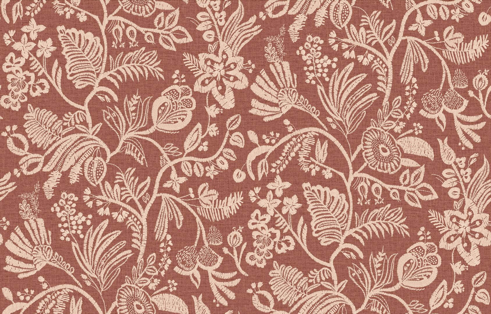 Tapeta haftowane kwiatowe pnącza Casamance 76960814 Pastel Broderies - 100 cm szer.