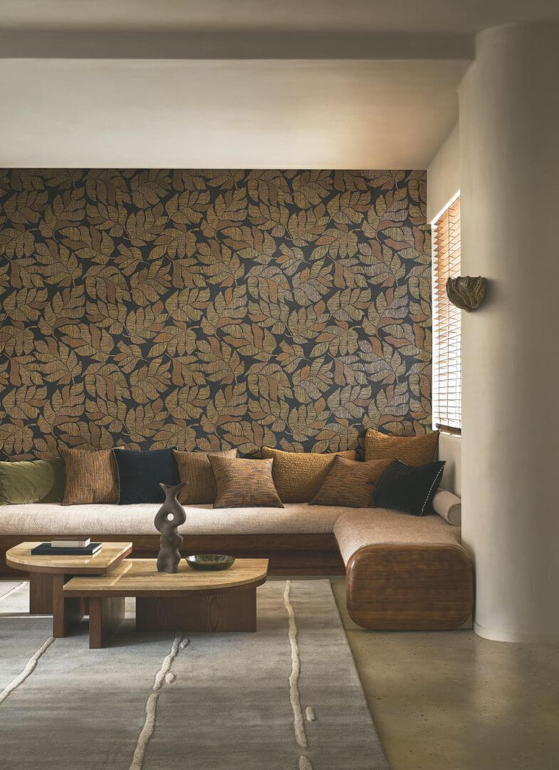Tapeta liście Casamance 76911324 Lontara Tressora - 106 cm szer.