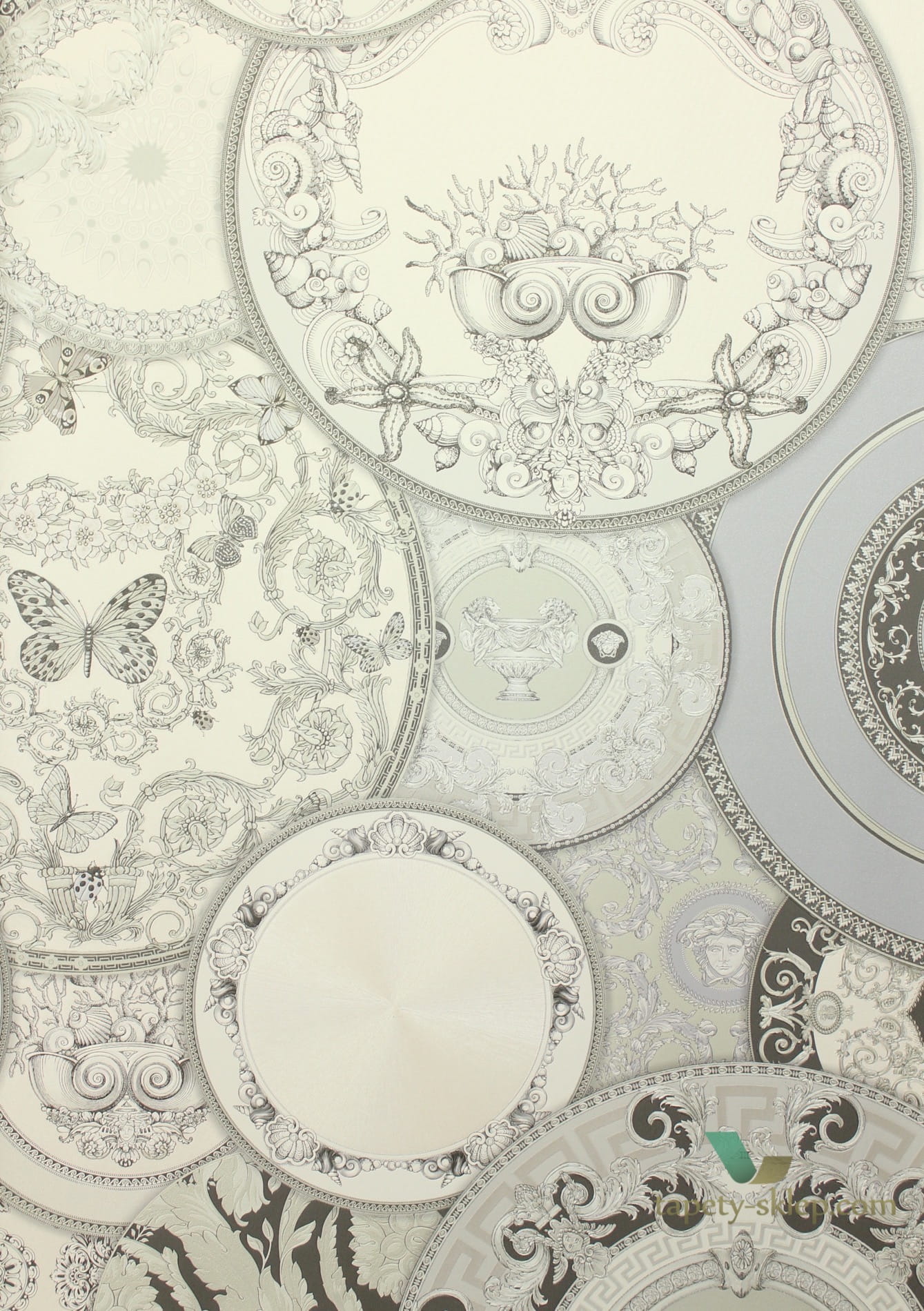 1 szt / 24H Tapeta kolaż talerzy 34901-3 Versace III