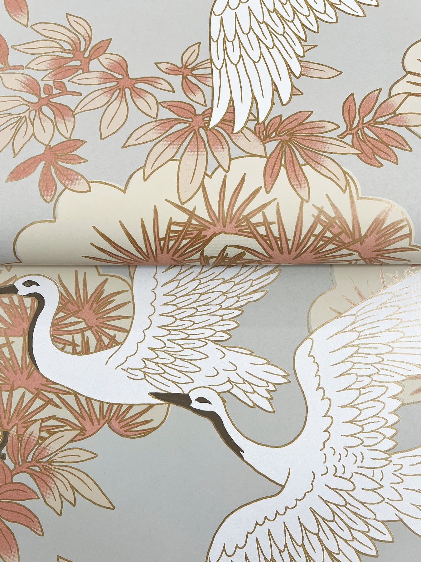Tapeta czaple York Wallcoverings AF6590 Sprig & Heron – Coral