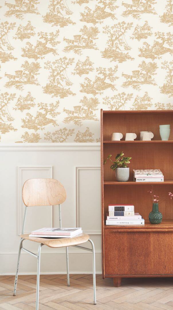 Tapeta wiejskie scenki rodzajowe Casadeco BTJD 201691313 Cadence Les Belles Toiles De Jouy 2