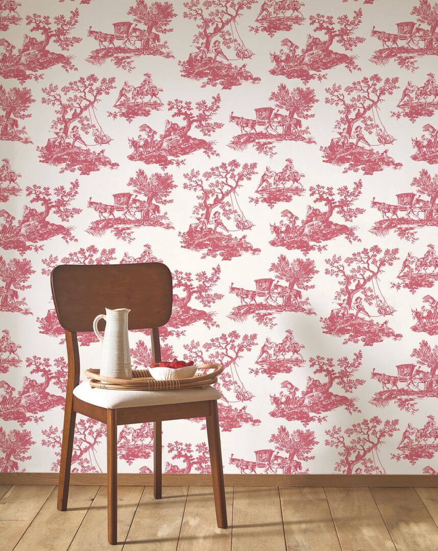 Tapeta wiejskie scenki rodzajowe Casadeco BTJD 201698585 Cadence Les Belles Toiles De Jouy 2