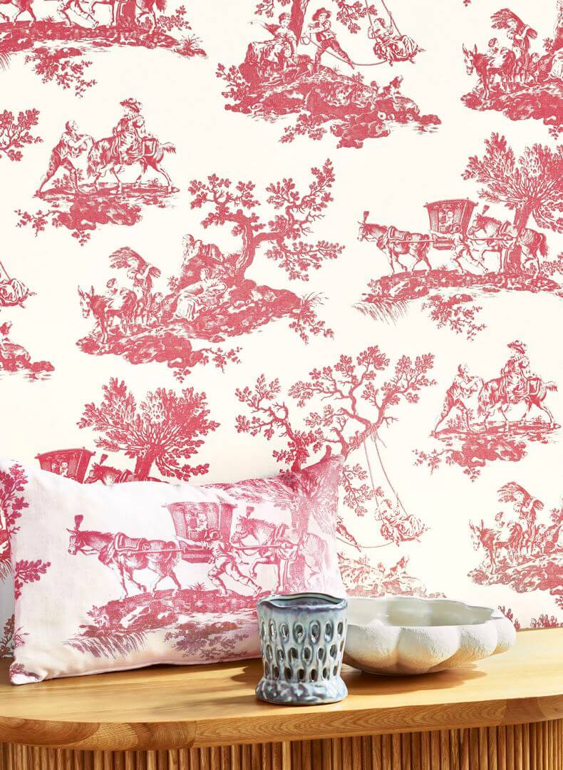 Tapeta wiejskie scenki rodzajowe Casadeco BTJD 201698585 Cadence Les Belles Toiles De Jouy 2