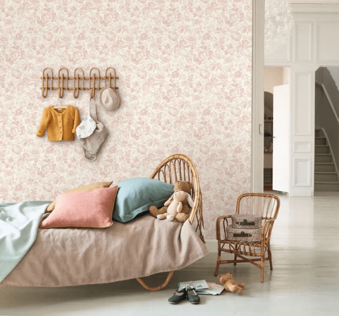 Tapeta róże angielskie Casadeco BTJD 201724101 Celestine Les Belles Toiles De Jouy 2