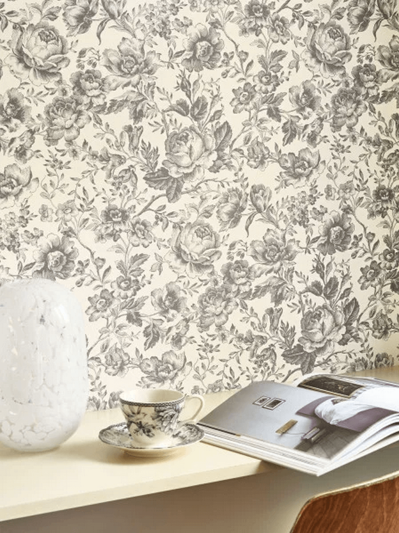 Tapeta róże angielskie Casadeco BTJD 201729909 Celestine Les Belles Toiles De Jouy 2