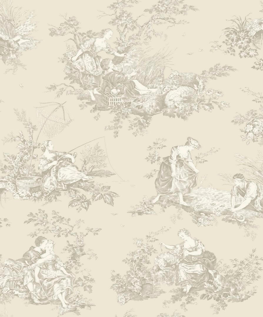 Tapeta sielankowe sceny Casadeco BTJD 87911212 Scene D'ete Les Belles Toiles De Jouy 2