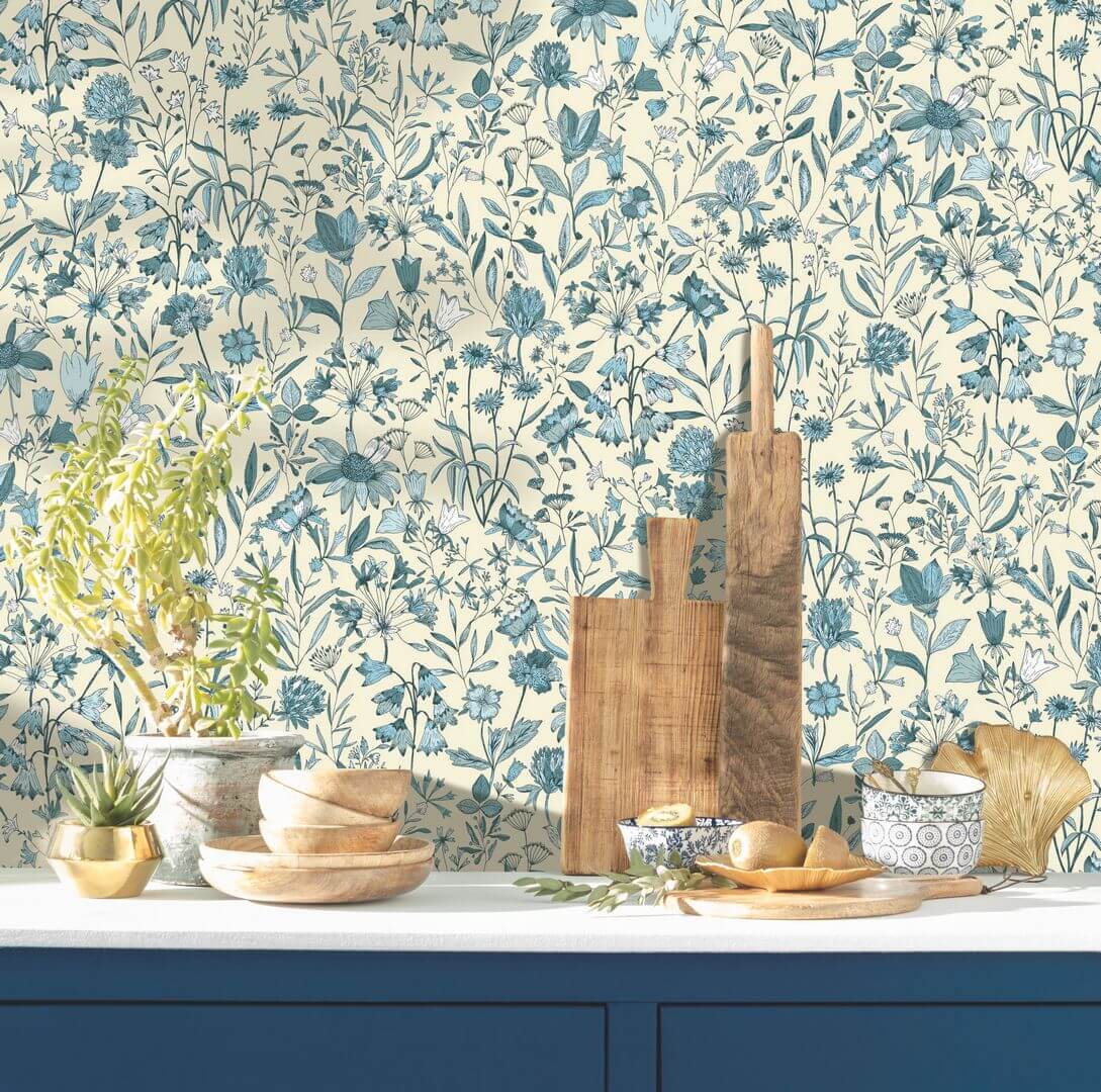 Tapeta kwiatowa łąka Caselio KBO 103001612 Jardin de Giverny Kitchen Box