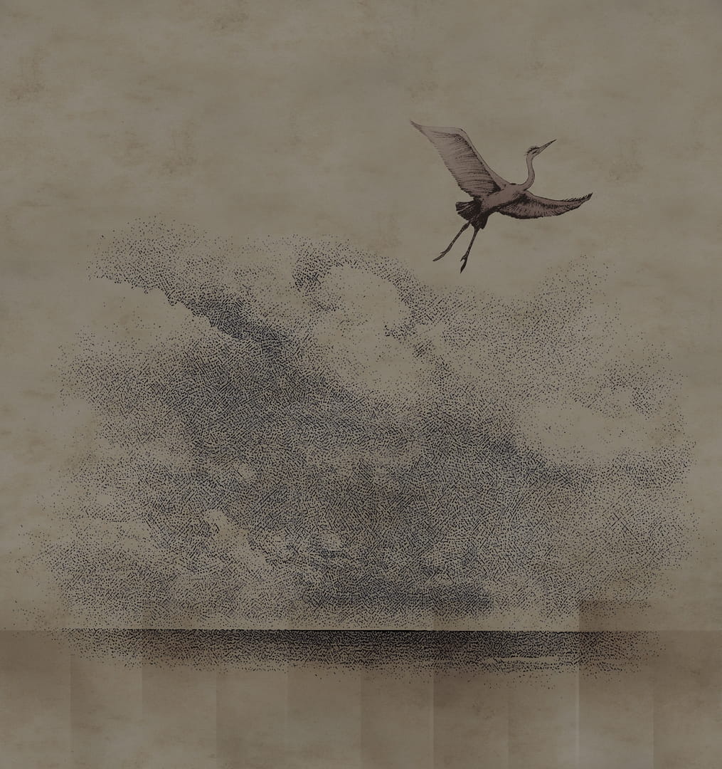 Fototapeta żuraw w przestworzach Wall & Deco WET_LE1901 Learn to fly WET SYSTEM 2019