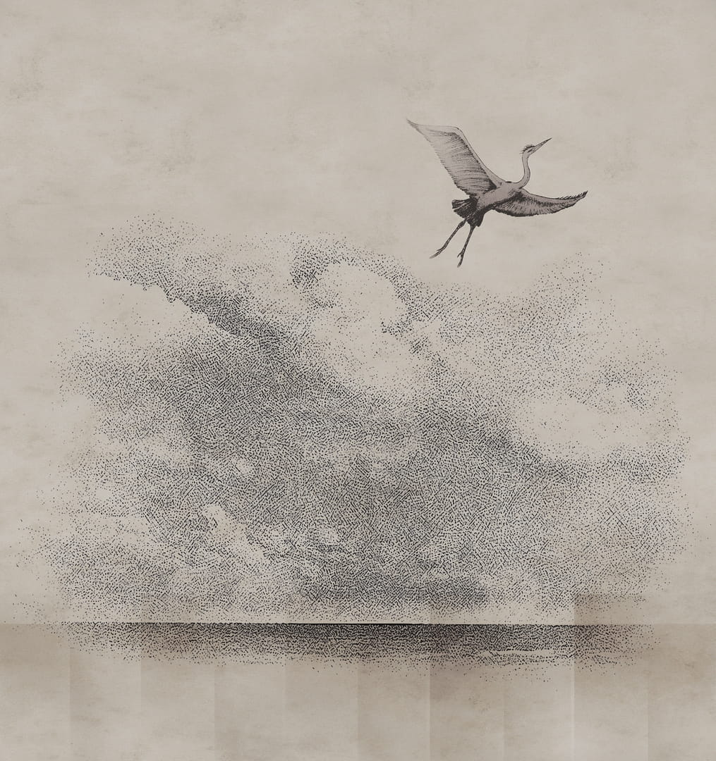 Fototapeta żuraw w przestworzach Wall & Deco WET_LE1902 Learn to fly WET SYSTEM 2019