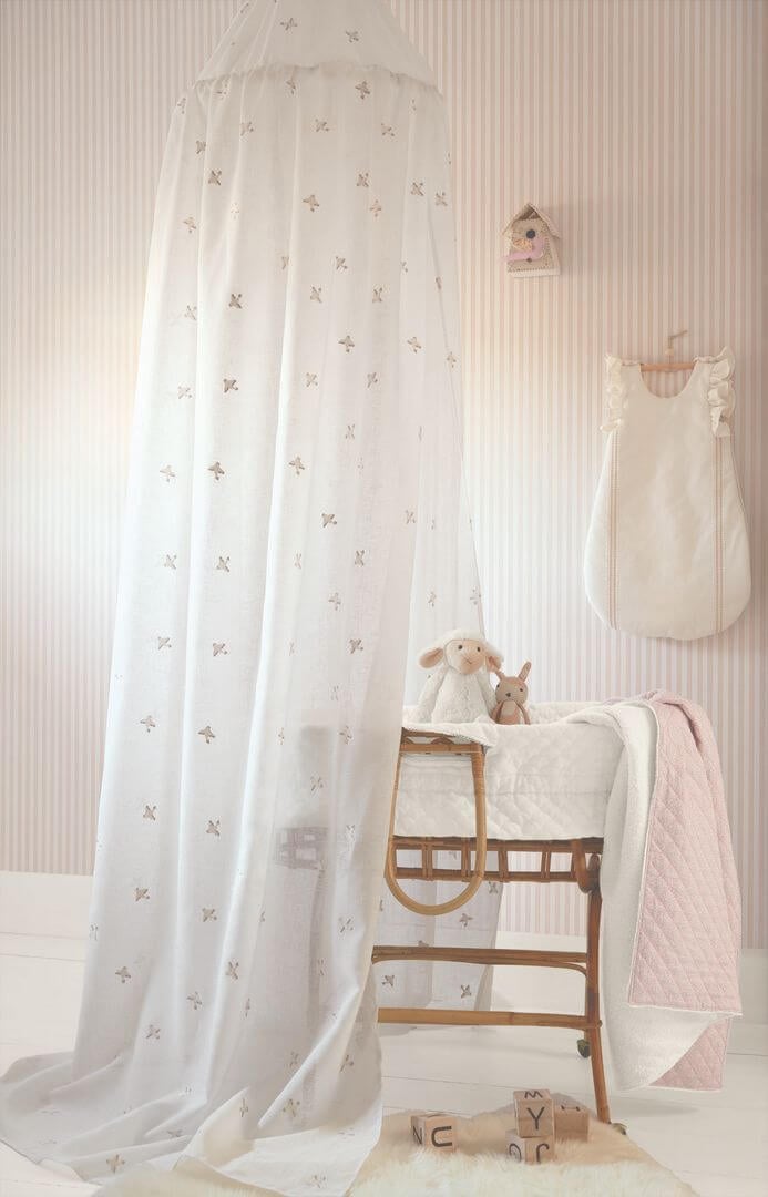 Tkanina haftowane ptaszki Camengo 12620134 Mia Les Petits Reves - 288 cm szer.