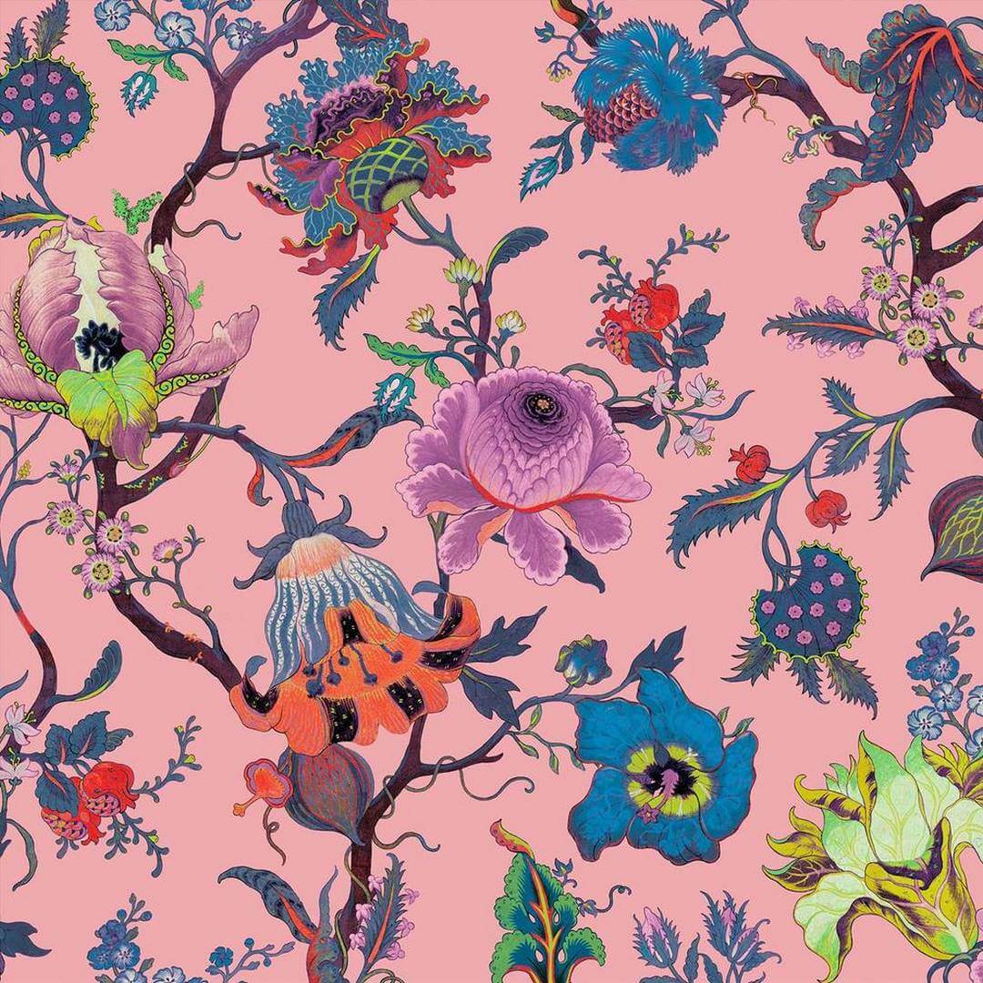 Tapeta kwiatowa w stylu jakobińskim House of Hackney Artemis Amaranth Pink