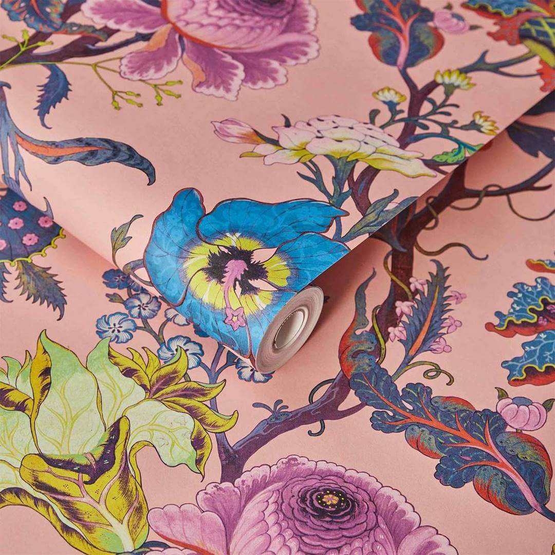 Tapeta kwiatowa w stylu jakobińskim House of Hackney Artemis Amaranth Pink