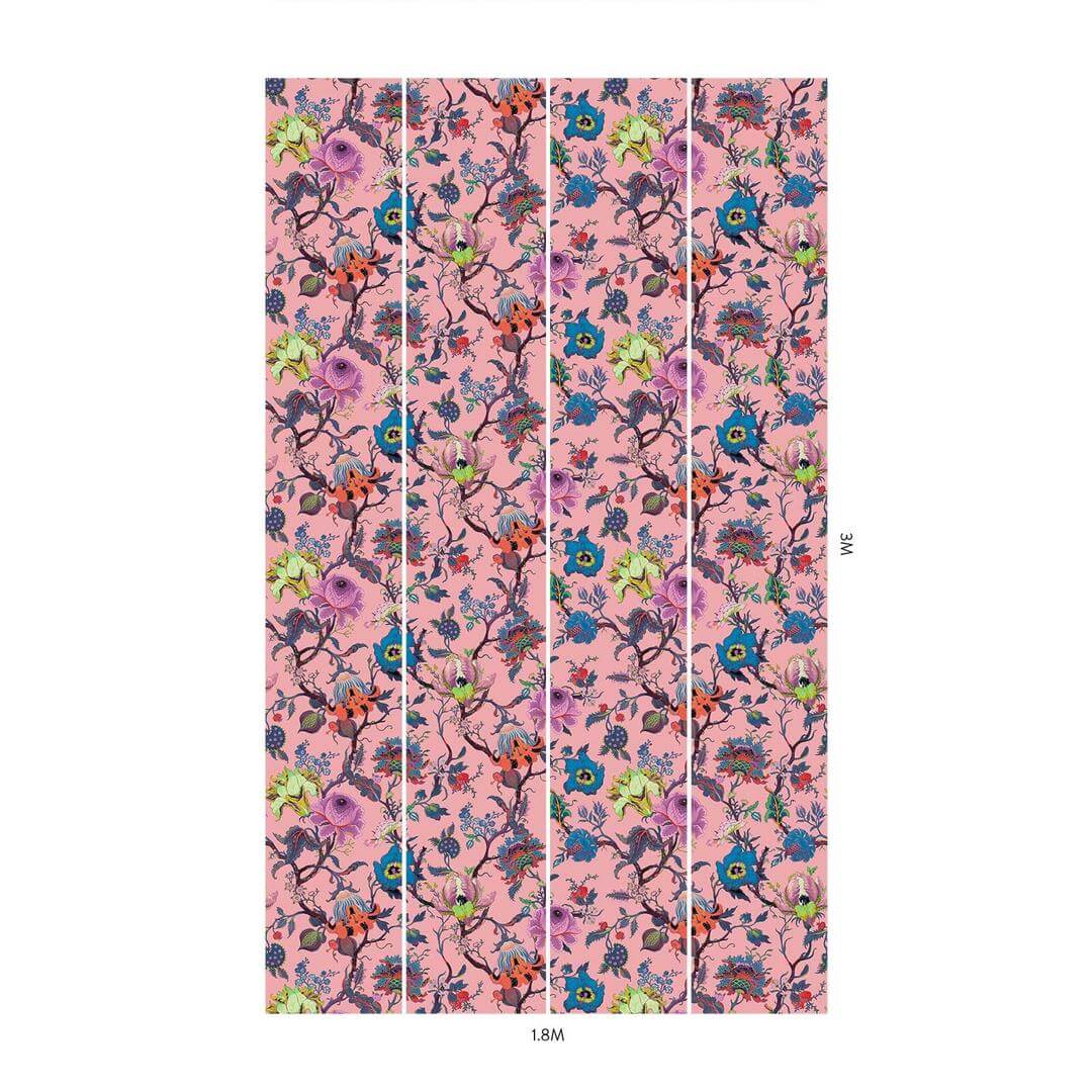 Tapeta kwiatowa w stylu jakobińskim House of Hackney Artemis Amaranth Pink