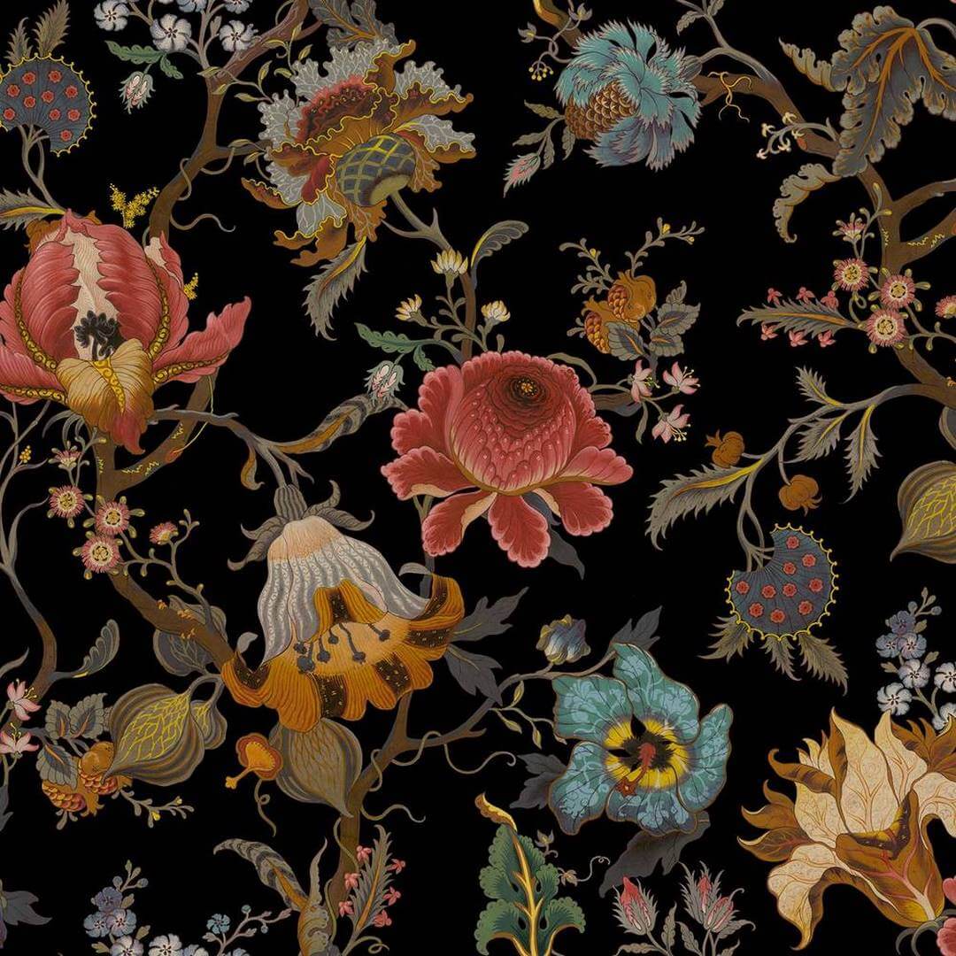 Tapeta kwiatowa w stylu jakobińskim House of Hackney Artemis Black