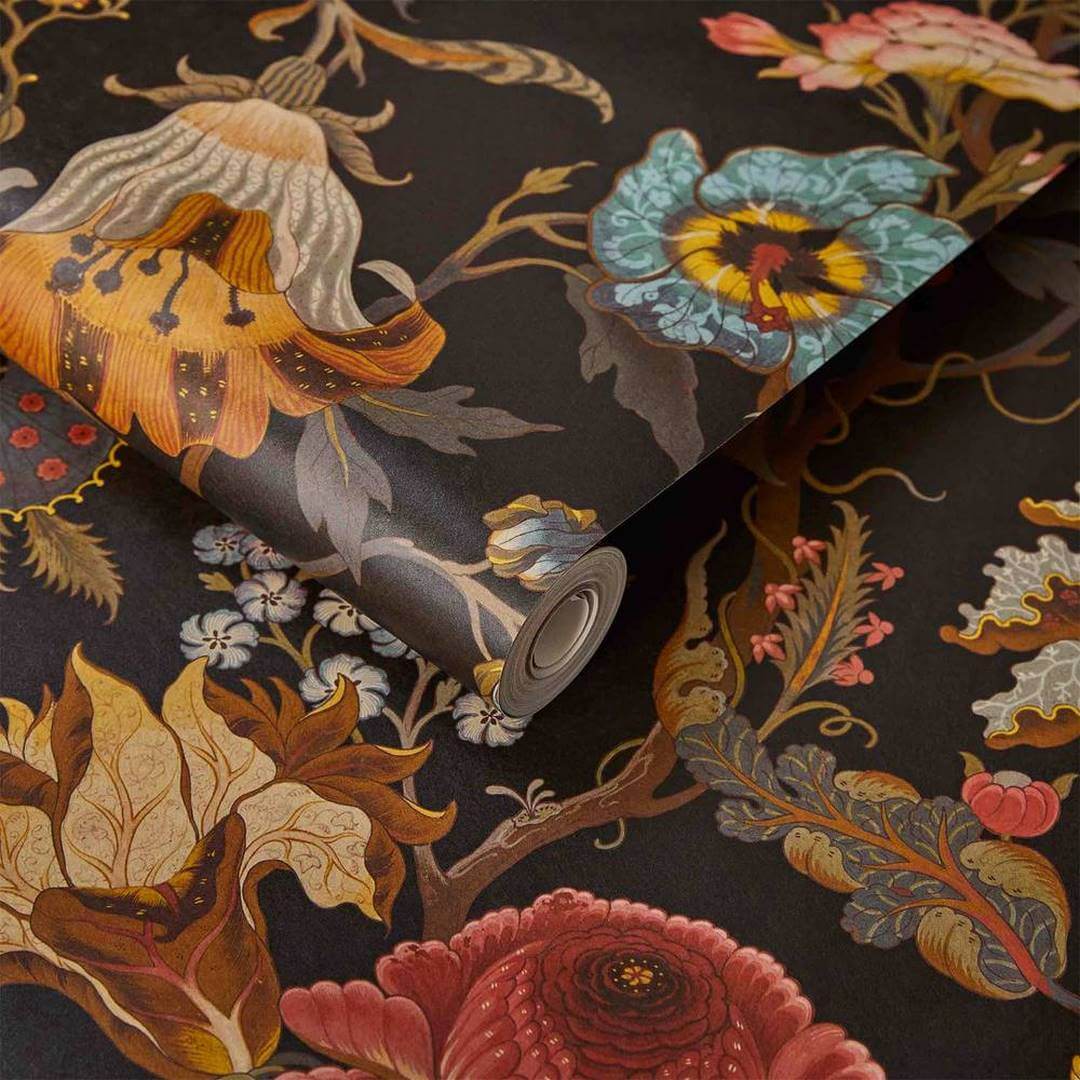 Tapeta kwiatowa w stylu jakobińskim House of Hackney Artemis Black