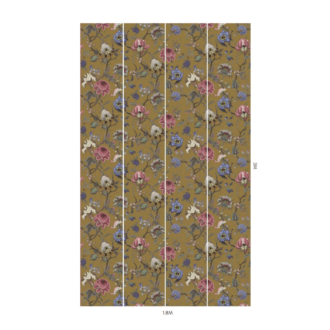 Tapeta kwiatowa w stylu jakobińskim House of Hackney Artemis Bronze