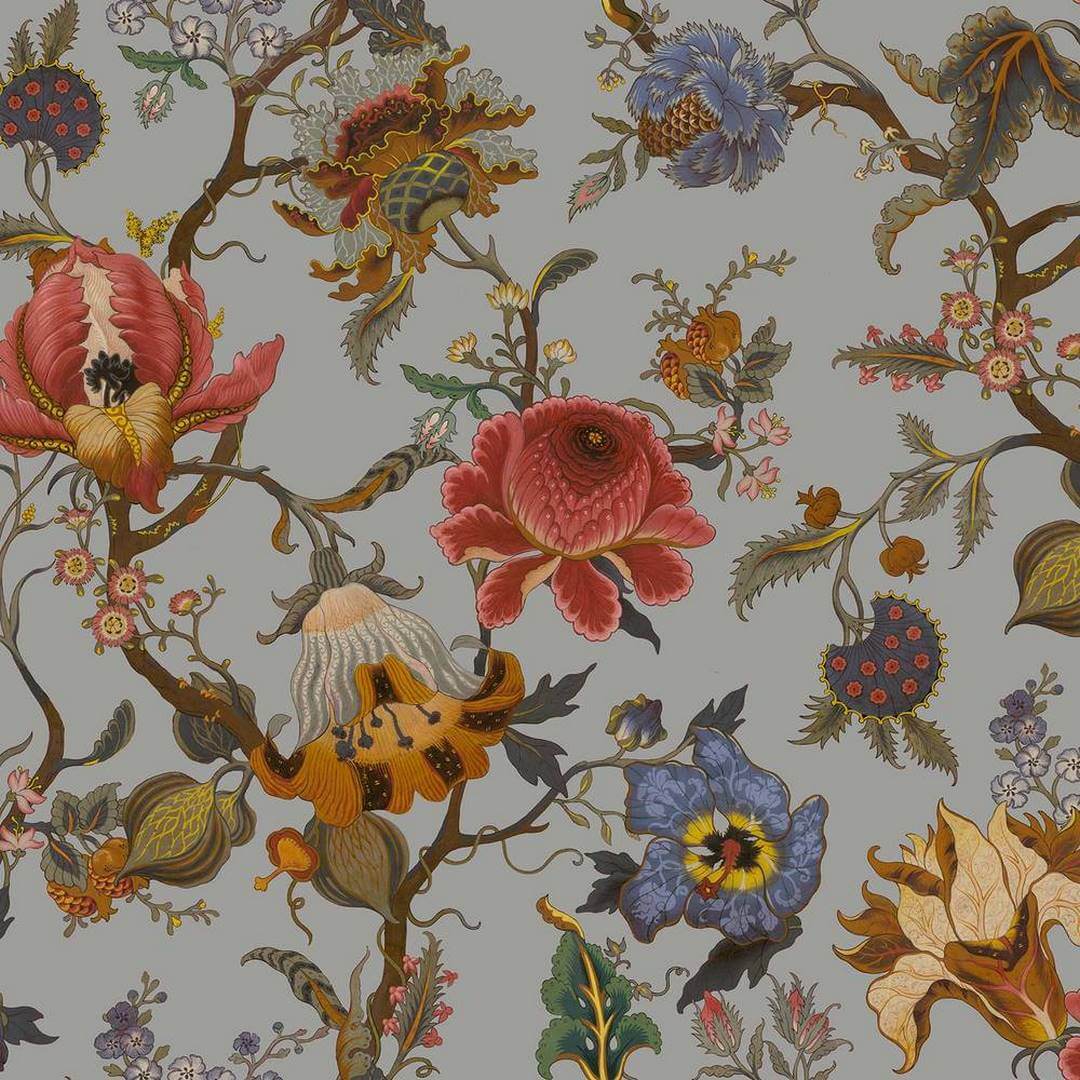 Tapeta kwiatowa w stylu jakobińskim House of Hackney Artemis Dove Grey