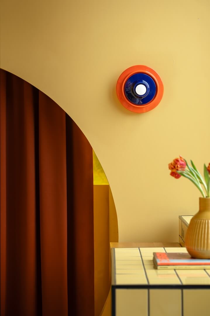Kinkiet ceramiczny okrągły Ferroluce C2775 Arancio Volpe + Blu Robot Voila Deco / Lampa sufitowa
