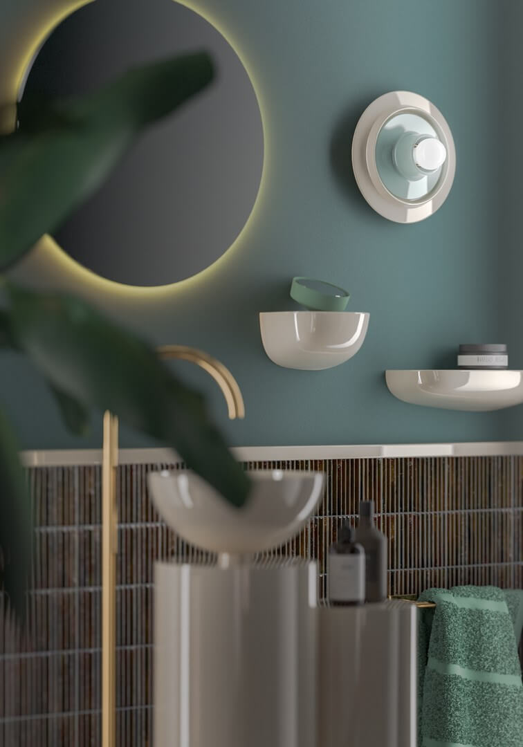 Kinkiet ceramiczny okrągły Ferroluce C2775 Azzurro + Crema Voila Deco / Lampa sufitowa