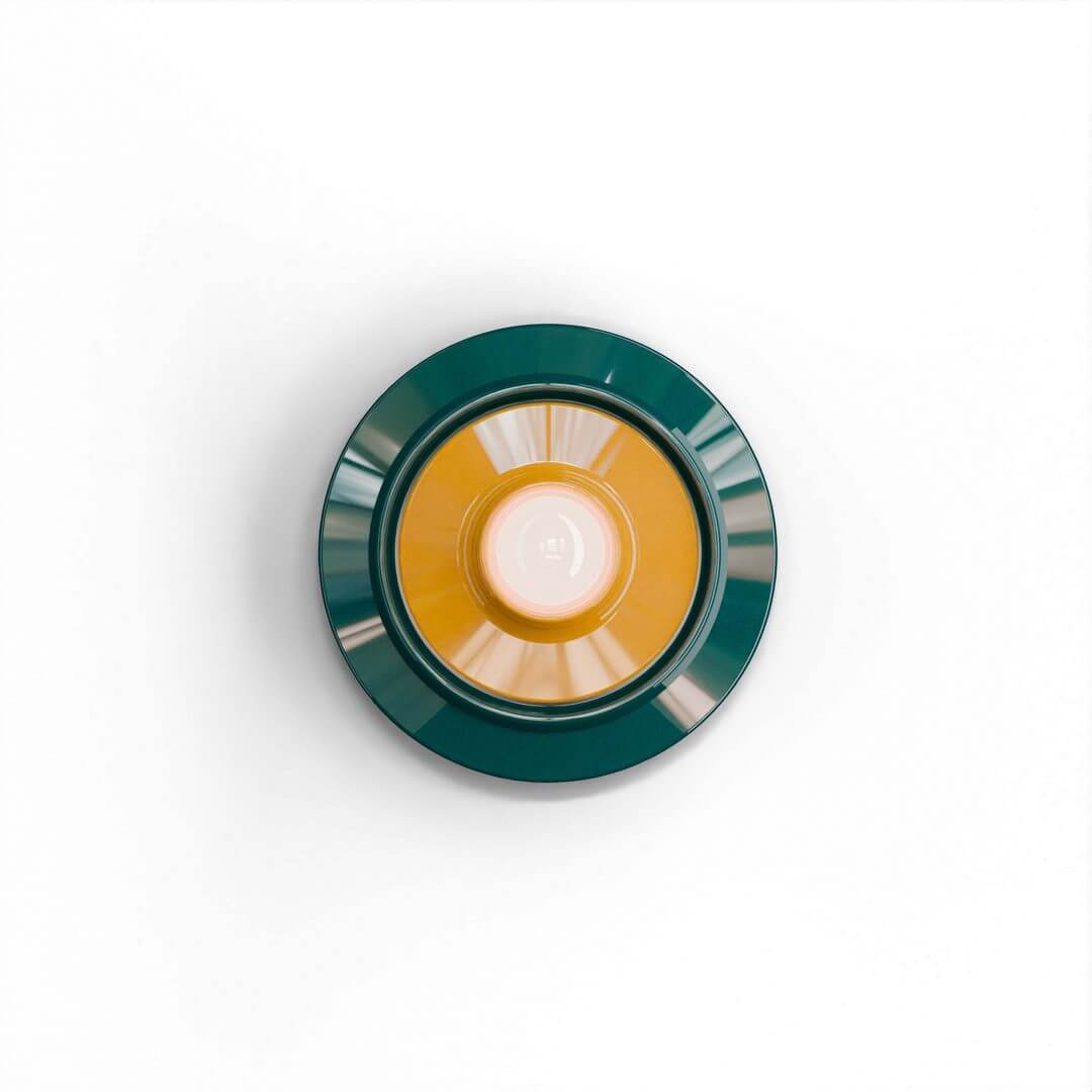Kinkiet ceramiczny okrągły Ferroluce C2775 Verde Petrolio + Giallo Voila Deco / Lampa sufitowa
