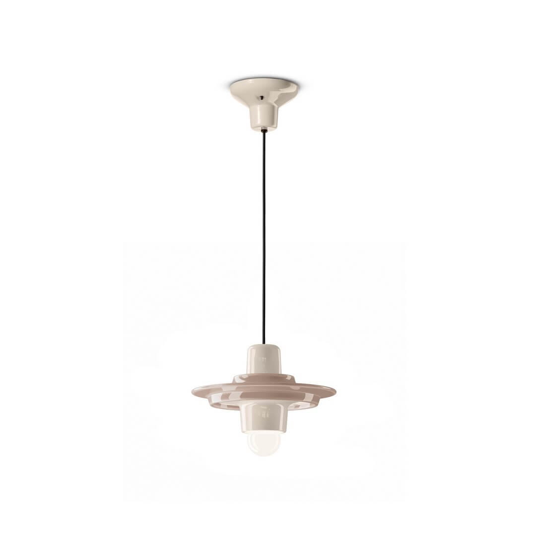 Lampa wisząca ceramiczna dwukolorowa Ferroluce C2776 Grigio Sabbia + Crema Voila Deco