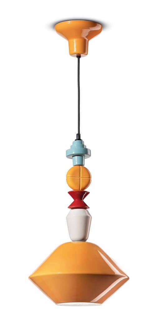 Lampa wisząca ceramiczna geometryczna Ferroluce C2510 Giallo Lariat Deco