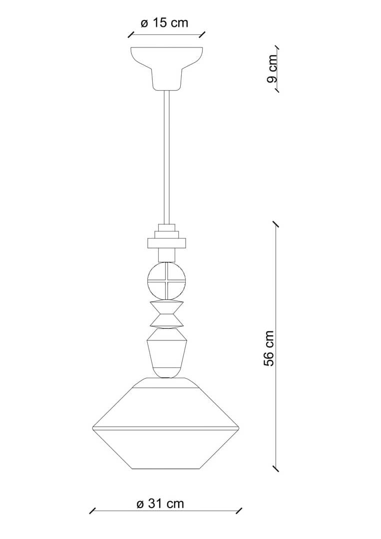 Lampa wisząca ceramiczna geometryczna Ferroluce C2510 Verde Petrolio Lariat Deco