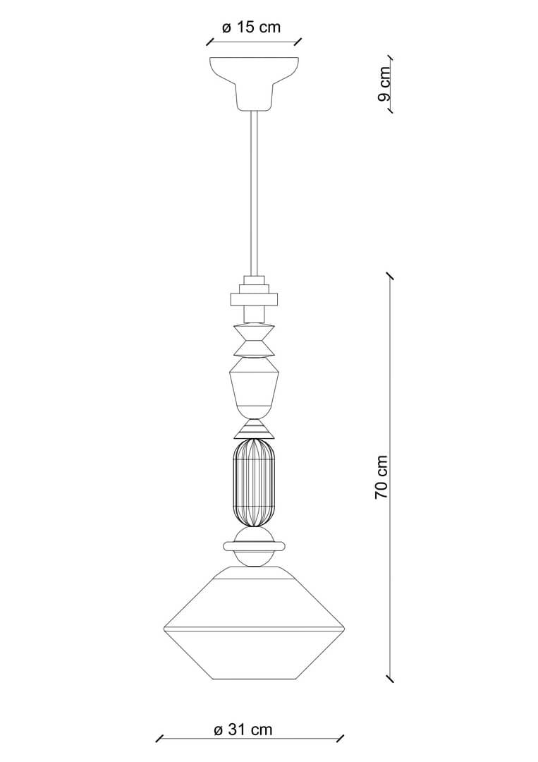 Lampa wisząca ceramiczna geometryczna Ferroluce C2511 Giallo Lariat Deco