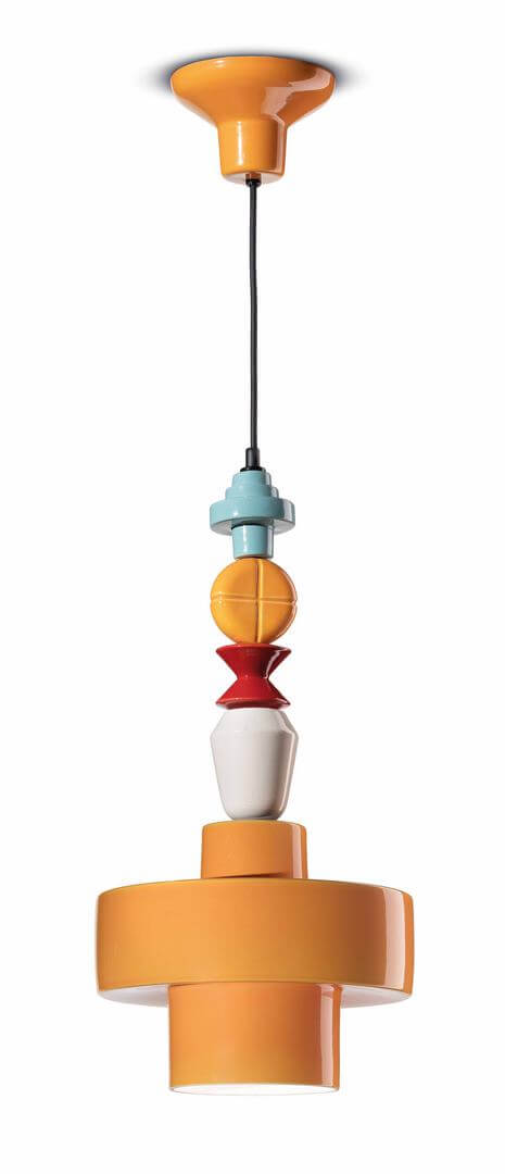 Lampa ceramiczna geometryczna wisząca Ferroluce C2530 Giallo Lariat Deco