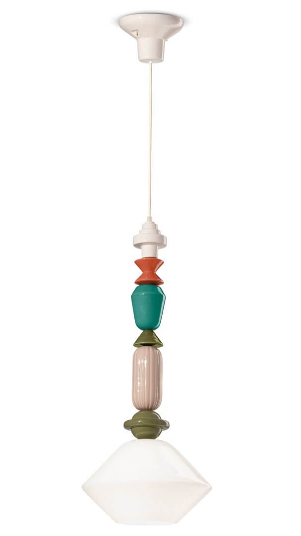 Lampa ceramiczna wisząca artystyczna Ferroluce C2711 Bianco Latte Lariat Deco