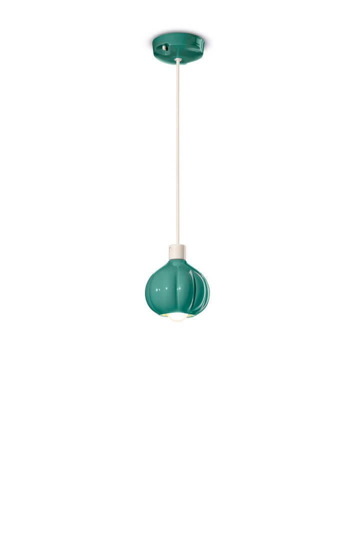 Lampa wisząca ceramiczna kula Ferroluce C2640 Turchese Afoxe Deco