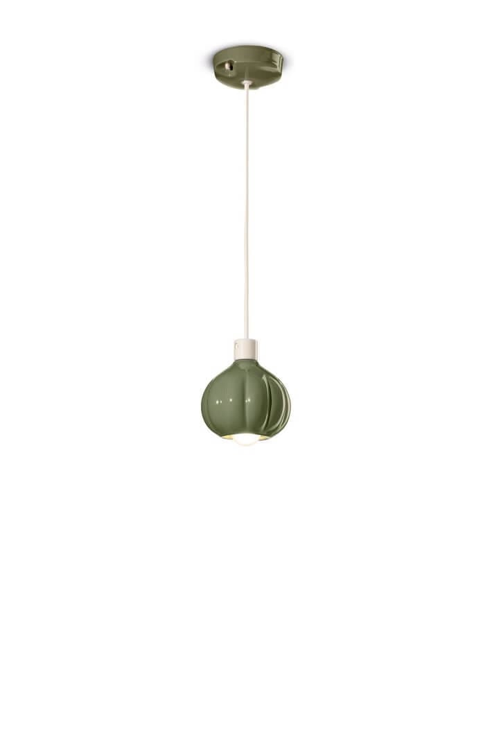 Lampa wisząca ceramiczna kula Ferroluce C2640 Verde Salvia Afoxe Deco