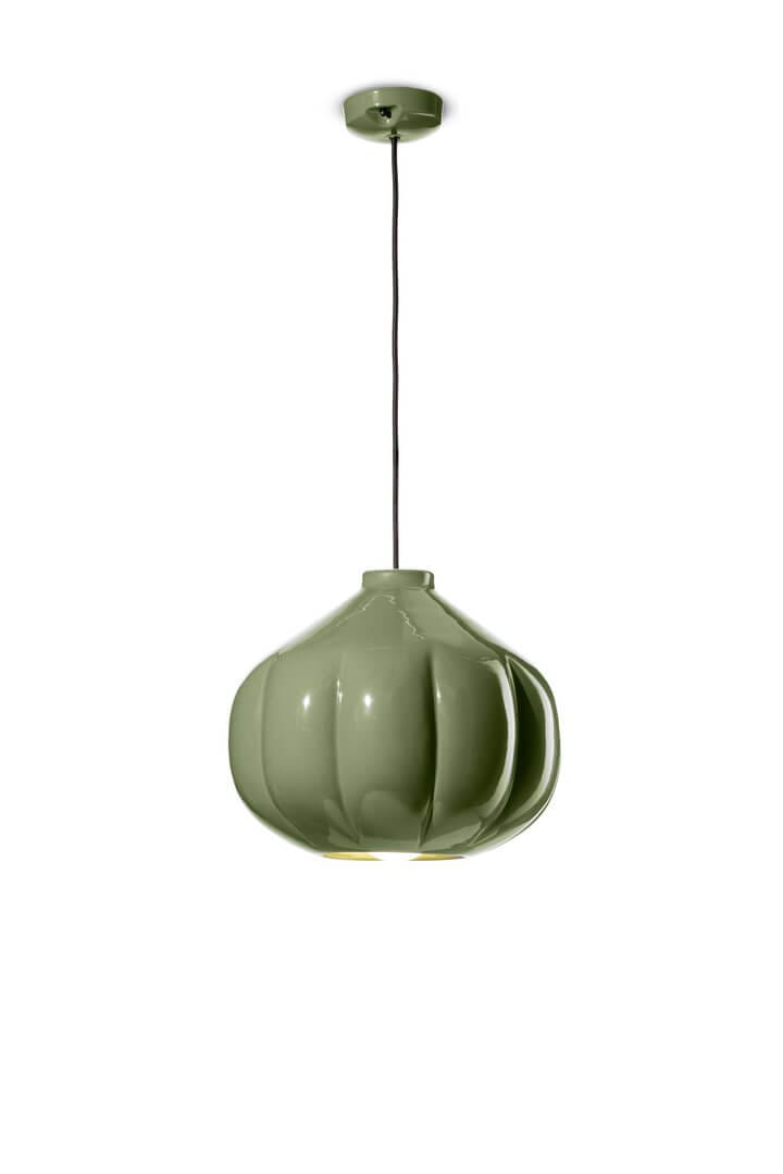 Lampa ceramiczna wisząca retro Ferroluce C2641 Verde Salvia Afoxe Deco