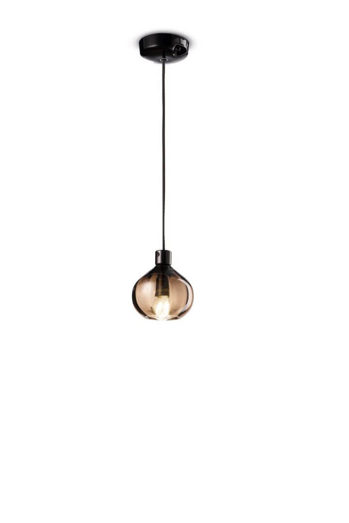 Lampa wisząca ze szkła i ceramiki Ferroluce C2642 Bronzo Afoxe Deco