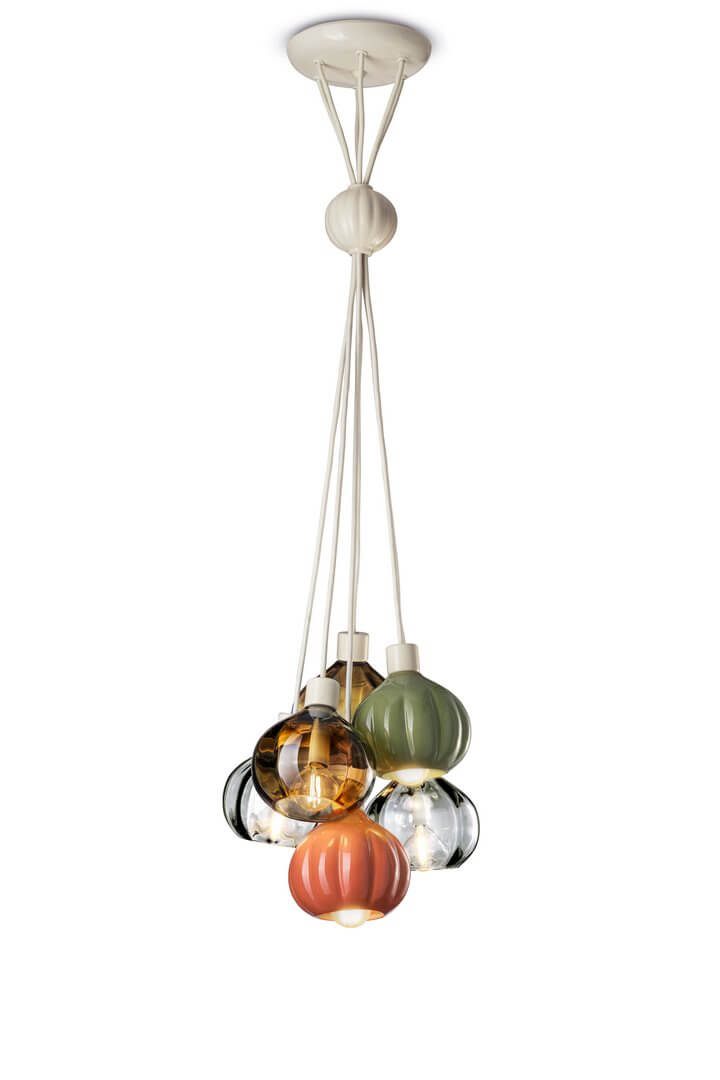 Lampa wisząca ze szklanymi i ceramicznymi kloszami Ferroluce C2646 Mix Afoxe Deco