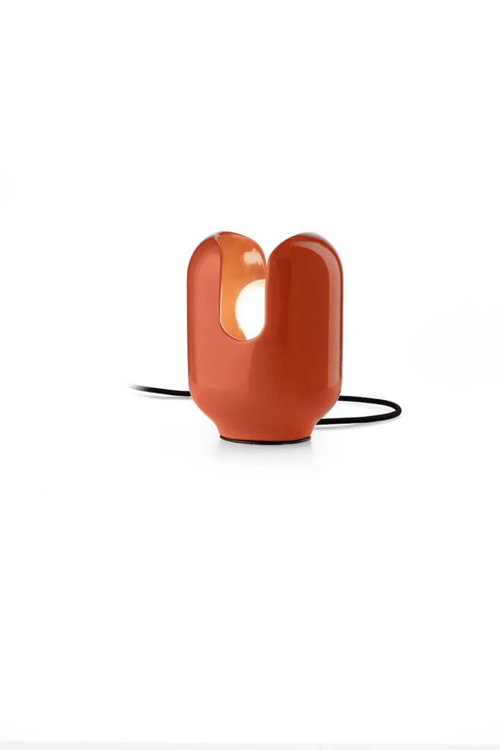 Lampa stołowa ceramiczna Ferroluce C2590 Arancio Poke Batucada Deco