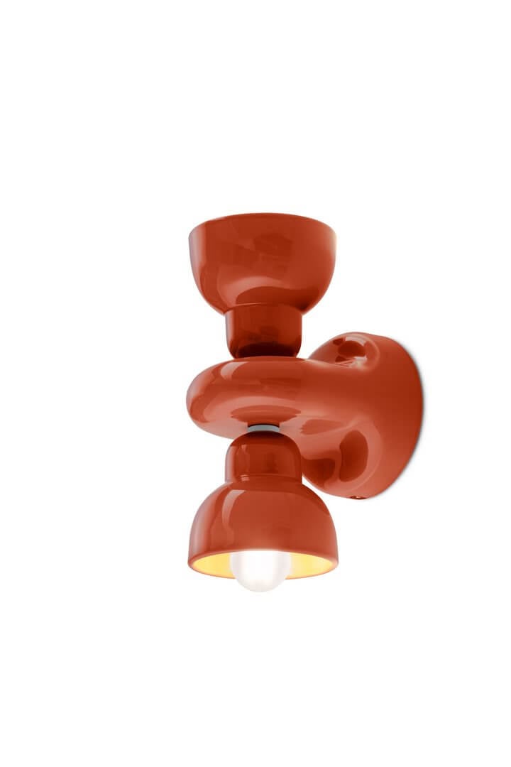 Kinkiet dwupunktowy ceramiczny Ferroluce C2601 Arancio Poke Berimbau Deco