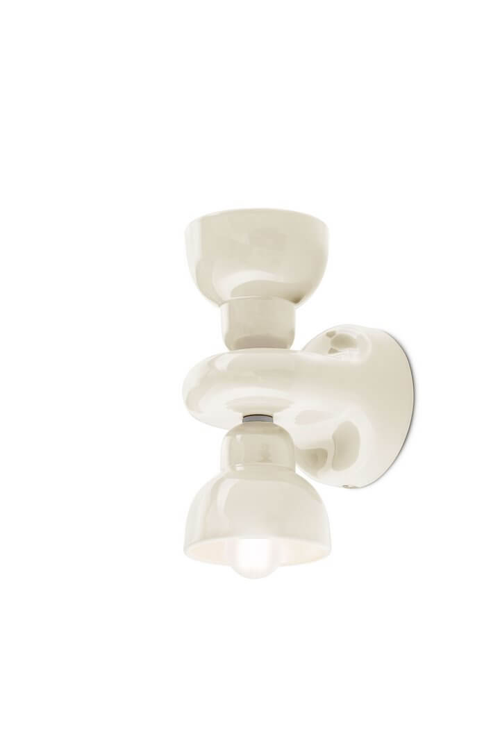 Kinkiet dwupunktowy ceramiczny Ferroluce C2601 Crema Berimbau Deco