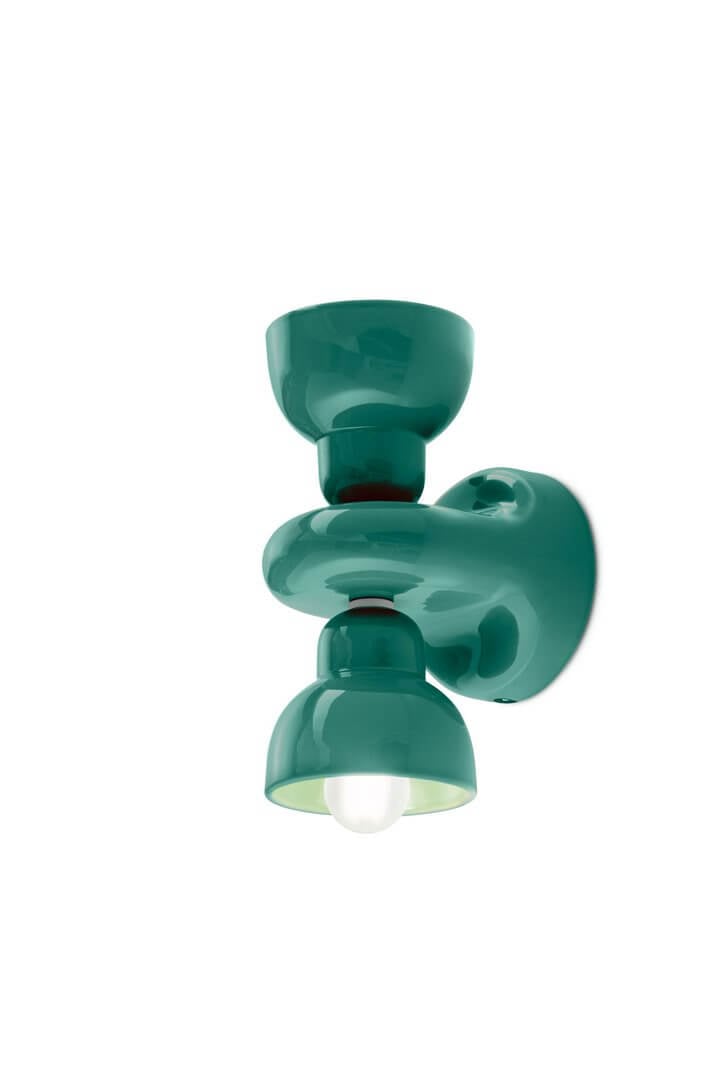 Kinkiet dwupunktowy ceramiczny Ferroluce C2601 Turchese Berimbau Deco