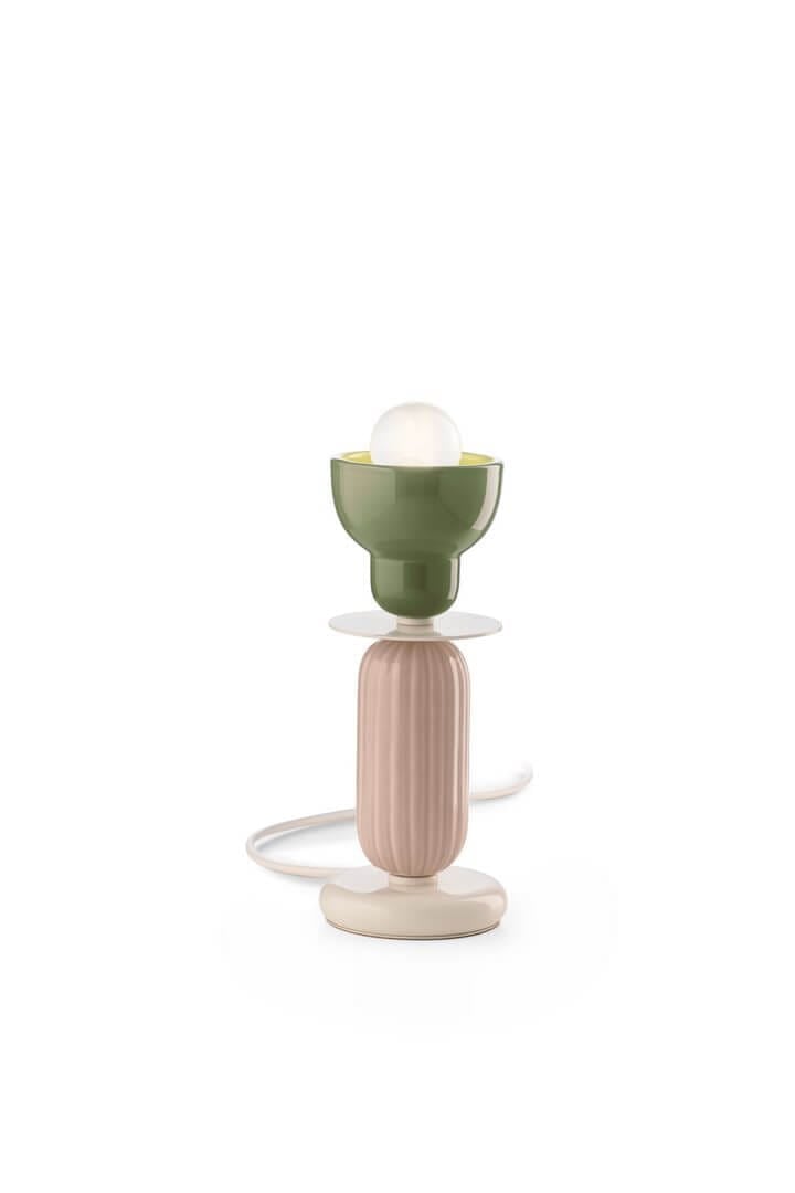 Lampa stołowa ceramiczna Ferroluce C2602 Verde Salvia+Grigio Sabbia Berimbau Deco