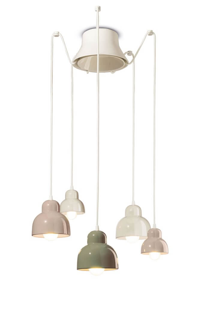Lampa ceramiczna wisząca 5-punktowa Ferroluce C2606 Mix Berimbau Deco