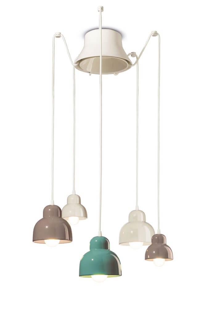Lampa ceramiczna wisząca 5-punktowa Ferroluce C2608 Mix Berimbau Deco