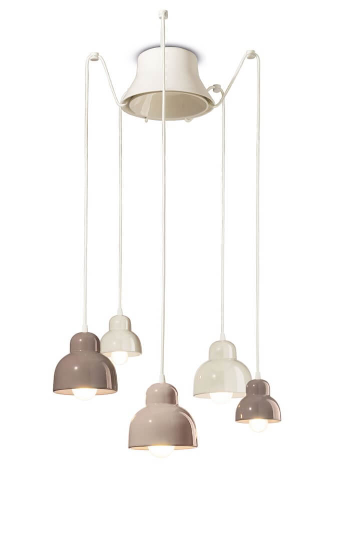 Lampa ceramiczna wisząca 5-punktowa Ferroluce C2609 Mix Berimbau Deco