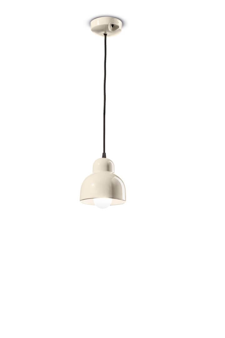 Lampa wisząca pojedyncza ceramiczna Ferroluce C2611 Crema Berimbau Deco