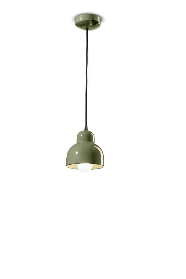 Lampa wisząca pojedyncza ceramiczna Ferroluce C2611 Verde Salvia Berimbau Deco