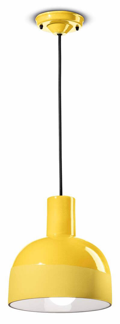 Lampa wisząca ceramiczna Ferroluce C2400 Giallo Limone Caxixi Deco